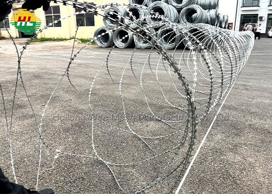 Hot Selling Hot Dipped Galvanized Egoza Wire Bto-16 Roll Concertina Double Strand Razor Blade Barbed Wire